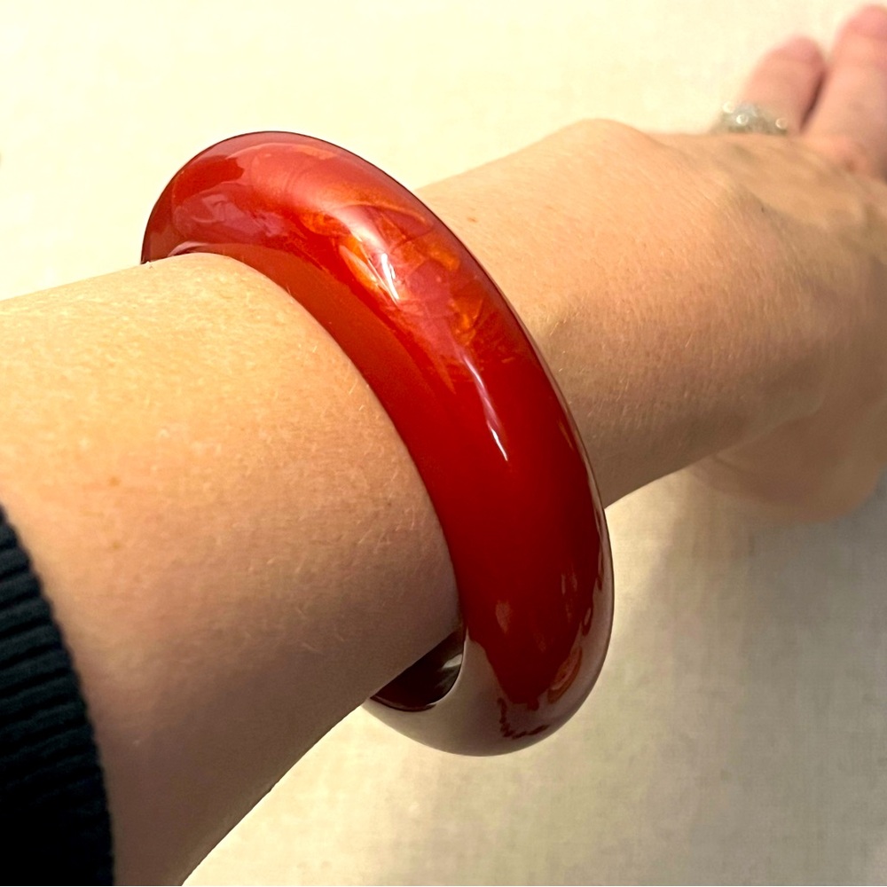 Vintage 80s chunky red statement bangle bracelet
